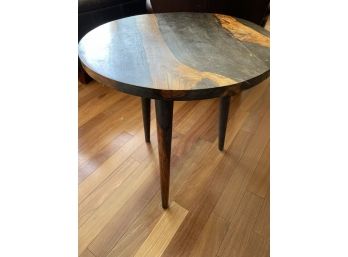 Round Marbled Wood Side Table