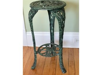Lovely Green Rod Iron Floral Design Plant Stand Table - Side Table - Removable Top