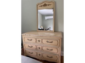 Vintage French Provincial Dresser 3 Drawers With Mirror Carved Seashell