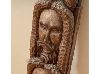 Unique Custom Jamaican Carved Faces Wood Frame - 36' X 28'