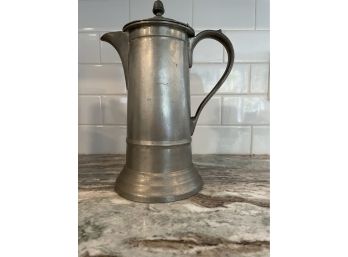 Pewter Lidded Pitcher Woodbury Brand 12 Inches Tall