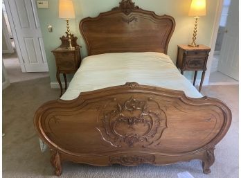 Antique Ornate French Full Size Bed - Headboard, Footboard & Side Rail From Paris..BR1