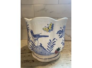 GIEN FRANCE Oiseau Blue Pot..K41