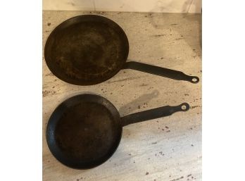 E. DEHILLERIN Two Cast Iron Crepe Pans Made In France #18 And #24..K61