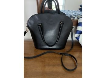 Longchamp Black Leather Handbag With 2 Handles And Strap..2BR254