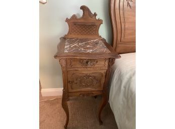 Antique Ornate French Nightstand / End Table With Marble Top From Paris..BR2