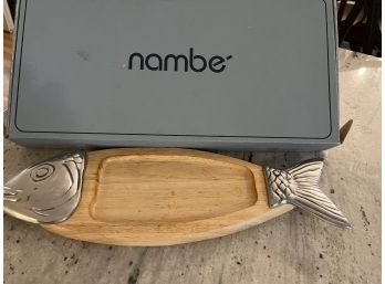 Nambe 18' Fish Shaped Cheese Tray..K89