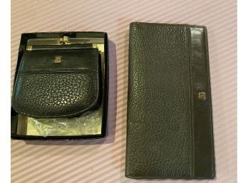 Lanvin Paris New Black Coin Purse And New Brown Wallet 7.25'..B138