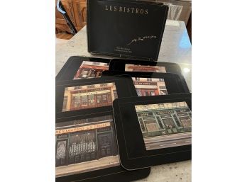 6 Hard Sided Les Bistros Placemats By  A. R. Enoux Made In New Zealand..K75