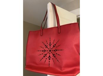 Crabtree & Evelyn Faux Red Leather Tote..2H278
