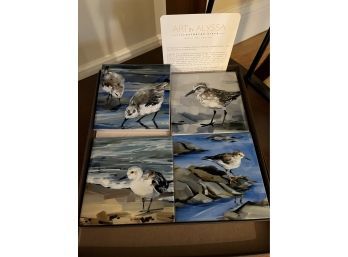 Art By Alyssa Of Beverly - Colorful Decorative 4' Tiles / Coasters Of Birds..K69