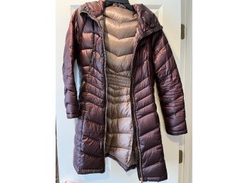 Anne Klein Womans Maroon Coat With Detachable Hood XS