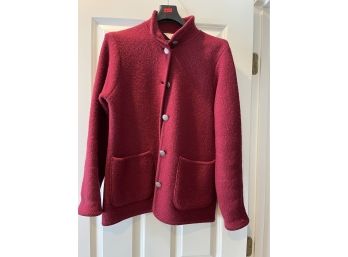 LL Bean Womans Cranberry Wool Coat XS