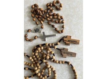 3 Wooden Rosaries: 2 Bethlehem, 1 Jerusalem..BR247