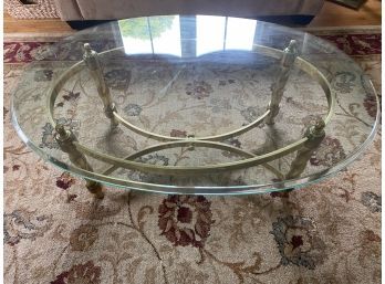 Brass And Glass Heavy Oval Coffee Table..LV18