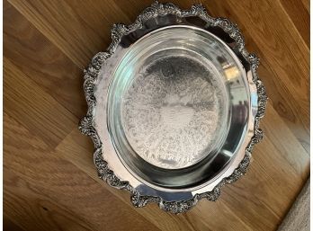 Anchor Hocking 13' Silver Plate Footed Dish With Glass Insert..DR114