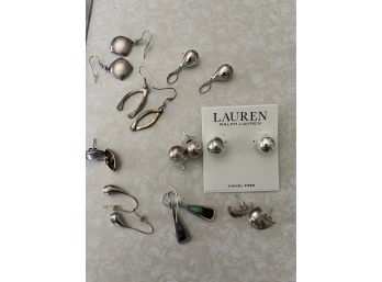 9 Pairs Of Sterling Silver 925 Pierced Earrings..BR195