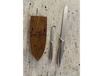 Two Piece Gerber Legendary Blades In Wooden Wall Holder..K90