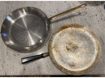 E. DEHILLERIN Large Crepe Copper Bottom Pan And A Large Crepe Pan - Made In Paris..K63