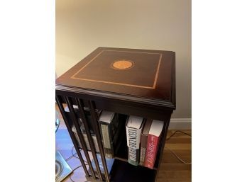 Spinning 4 Sided Inlaid Book / CD Storage Unit With Table Top..K76