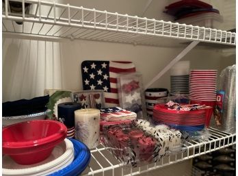 July 4th Collection Of Party Plates, Cups, Napkins, Tray, Candles Etc...K95