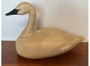 Large Wood Swan Signed
