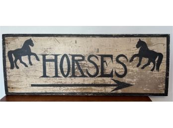 Large Folk Art Horse Wood Sign With Arrow Hand Painted 35.5' X 13.5'