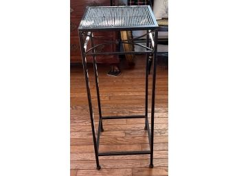 Tall Narrow Metal And Wicker Accent Table 12' X 12' X 30'
