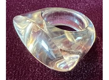 Large Chunky 70s Style Lucite Acrylic Clear Ring
