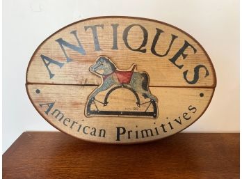 Oval Wood Hand Painted Antiques American Primitive Sign Toy Horse