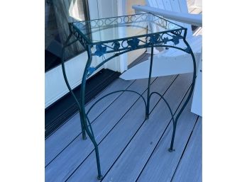 Rod Iron & Glass Top Plant Stand Table