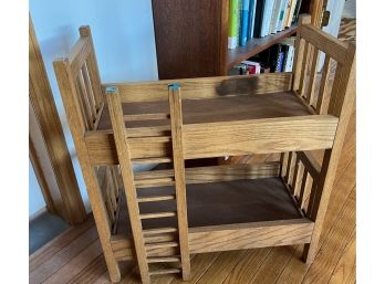 Adorable Small Scale Wood Bunk Beds With Ladder - Doll Or Pet Bed - 22.25' X 11.25' X 24' Tall