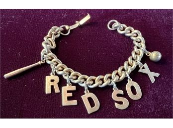Vintage 1960s Gold Plate Boston Red Sox Charm Bracelet Link