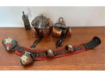 Swiss Bell Lot  - 3 Pieces - Vintage - Hand Painted - Gruyere - Deer