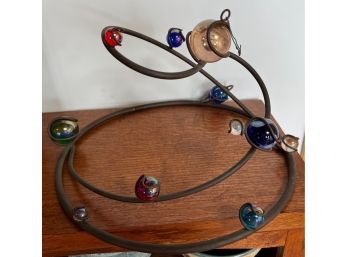 Metal And  Glass Hanging Abstract Planets Sculpture Art 12.5' X 9'