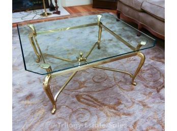 Glass And Brass Coffee Table