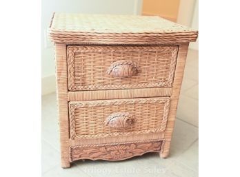 Wicker And Wood Nightstand