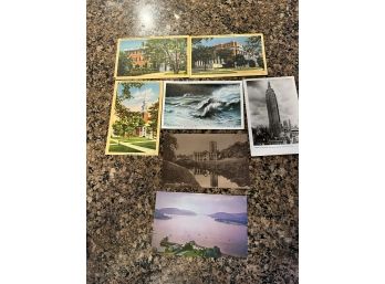 Lot Of 7 Vintage Postcards Harvard,,ME,Fountains Abbey Ripon, Mount Desert Island & The Empire State Bldg