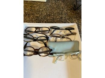 Lot Of 6 Vintage Cat Eye's& Heavy Rounded Glass Frames