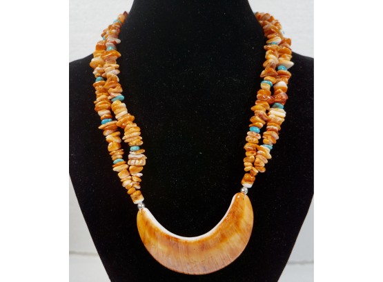 Heidi Daus Coral/turquoise Necklace 16'