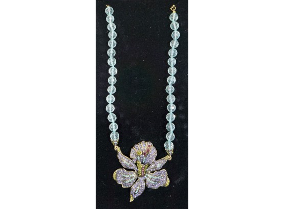 Heidi Daus Rhinestone Flower Necklace 16'