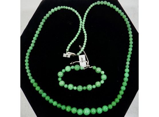 Evine Live Jade Necklace & Bracelet Graduated Beads