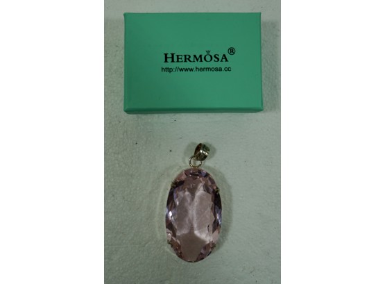 Hermosa Crystal Pink Sterling Pendant 2 1/4'