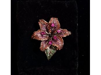 Carol Lee Multi Colored Stone Flower Pin