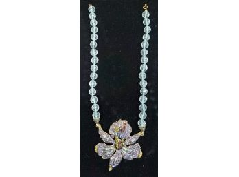 Heidi Daus Rhinestone Flower Necklace 16'