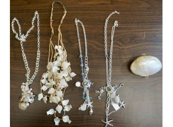 Lot Of Seashell Necklaces & Shell Purse