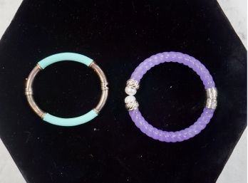 Lot Of 2 Bracelets Sterling, Purple & Green