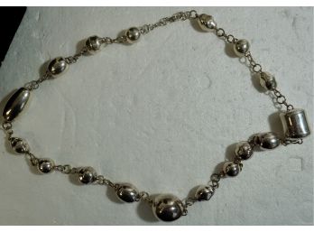 Silver Beaded Necklace (beads Are Marked 925)