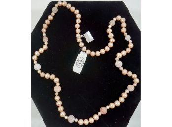 Kwan Collection Pink Pearls W/agate Beads 30'