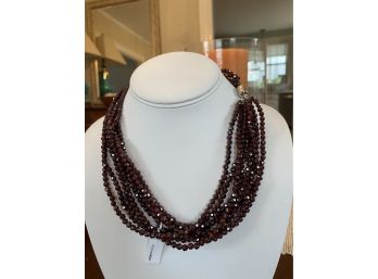NEW Garnet Multi-strand Necklace With Sterling Silver Magnetic Clasp....38